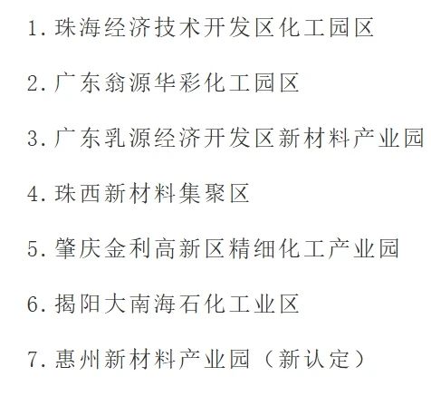 廣東省工信廳公示擬通過復(fù)核及認(rèn)定的化工園區(qū)名單（第二批）(圖1)